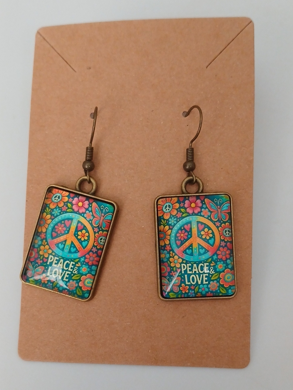 Fashion Jewelry Multicolor Peace & Love Floral Dangle Earrings